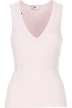 Elisabetta Franchi Top, Dame, Lyserød, L, Ærmeløs top med bred halsudskæring