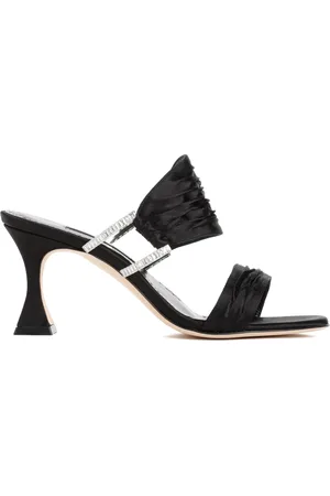 Manolo Blahnik Sko, Dame, Sort, 38 1/2 EU, Satin, Satin Chinap Sandal