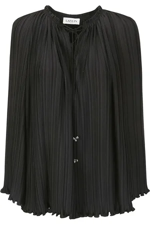 Lanvin Bluser & Skjorter, Dame, Sort, S, Langærmet Plisseret Bluse