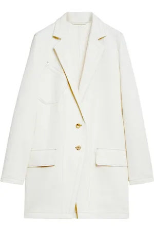 Max Mara Jakke, Dame, , M, Denim, Chic Denimjakke med Kontrastsyninger