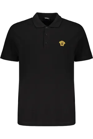 VERSACE Top, Herre, Sort, XL, Bomuld, Broderet bomuldspolo med logo
