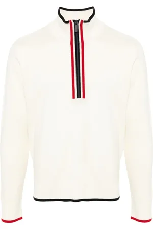 Thom Browne Strik, Herre, Hvid, M, Uld, Half ZIP Pullover