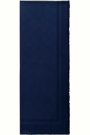 Elisabetta Franchi Tilbehør, Dame, Blå, ONE SIZE, Polyester, Blå Logo Mønster Top med Flosser