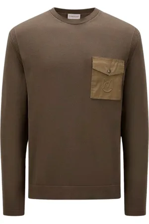 Moncler Strik, Herre, Brun, M, Tyl, Military Style Sweater