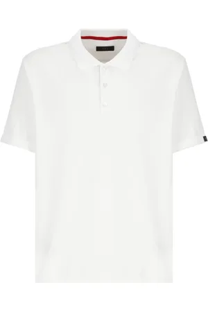 FAY Top, Herre, Hvid, XL, Bomuld, Hvid Polo Shirt med Krave og Korte Ærmer