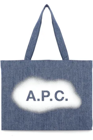 A.P.C. Taske, Dame, Blå, ONE SIZE, Denim, Denim Shopping Bag med Logo