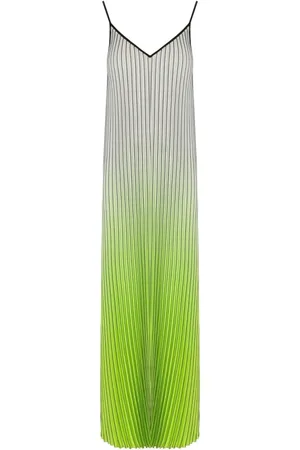 Essentiel Antwerp Kjole, Dame, Grøn, M, Polyester, Grøn Gradient Plisseret Lang Kjole