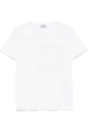 Elisabetta Franchi Top, Dame, Hvid, S, Jersey T-shirt med Voile Macro Logo