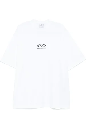 Vetements Top, Herre, Hvid, S, Bomuld, Hvid Bomuldsblanding Logo Print T-shirt