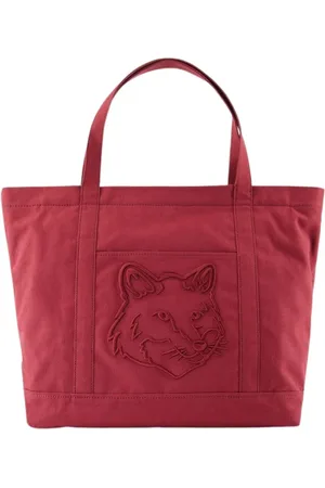 Maison Kitsuné Taske, Dame, Rød, ONE SIZE, Bomuld, Fox Head Stor Shopper Taske