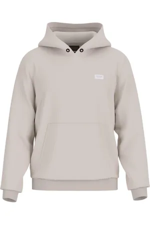 Guess Sweathshirts & Hoodies, Herre, Grå, L, Bomuld, Grå Hættetrøje med Logo Lomme