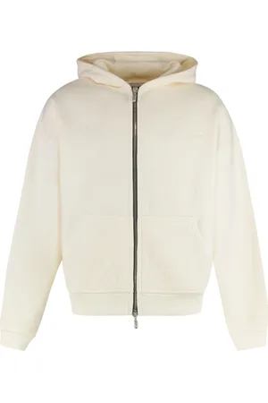 Rhude Sweathshirts & Hoodies, Herre, Hvid, XS, Bomuld, Bomuld Full Zip Hoodie med Ribbed Manchetter