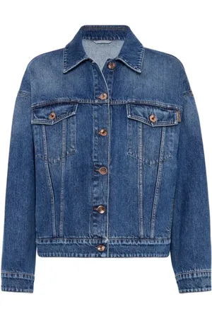 Brunello Cucinelli Jakke, Dame, Blå, XS, Denim, Blå Denimjakke Klassisk Stil