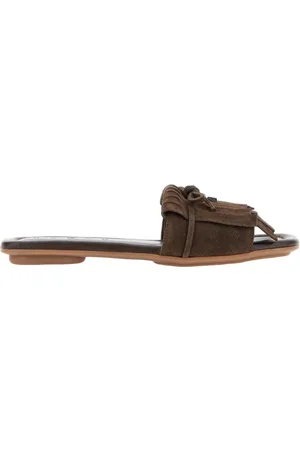 Hogan Sko, Dame, Brun, 37 1/2 EU, Suede, Suede Frynse Charm Sandal Brun
