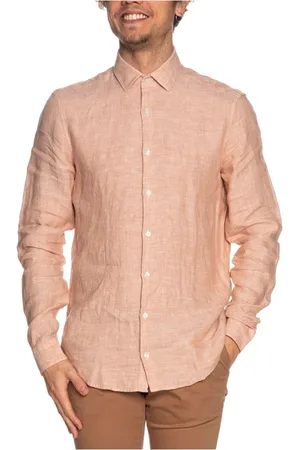 Calvin Klein Skjorte, Herre, Lyserød, 5XL, Uld, Linen Slim Solid Skjorte
