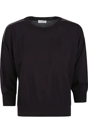 PESERICO SIGN Strik, Dame, Sort, M, Bomuld, Stilfuld bomulds sweater til kvinder