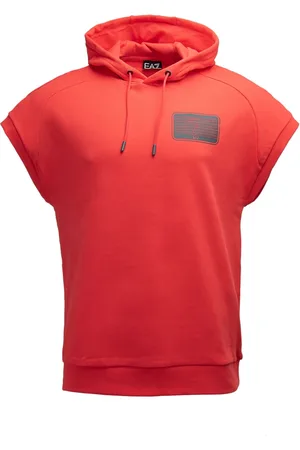 EA7 Sweathshirts & Hoodies, Herre, Rød, M, Bomuld, Ærmeløs hættetrøje
