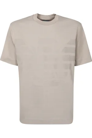Emporio Armani Top, Herre, Grå, M, Bomuld, Lysegrå Logo T-shirt