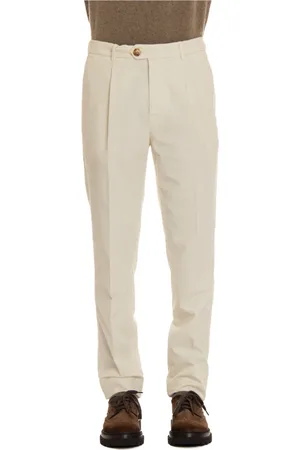 Brunello Cucinelli Bukser, Herre, , L, Bomuld, Cremefarvede Bukser Elegant Stil