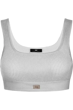 Elisabetta Franchi Top, Dame, Grå, L, Silver Top