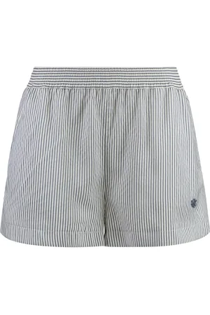 Stella McCartney Shorts, Dame, Hvid, XS, Stribede silkeshorts med elastisk linning
