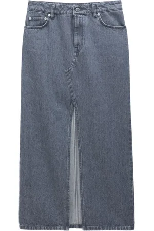 Filippa K Nederdel, Dame, Grå, M, Denim, Grå Slids Denim Lang Nederdel