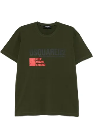 Dsquared2 Top, Herre, Grøn, L, Bomuld, Logo Print Crew Neck T-shirt