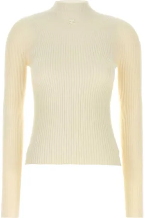 Courrèges Strik, Dame, , S, Bomuld, Elfenbensfarvet sweater i bomuldsblanding