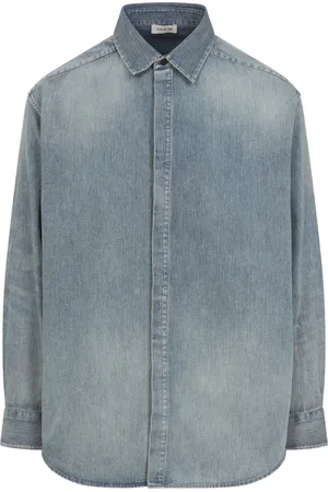 FEAR OF GOD Skjorte, Herre, Blå, L, Uld, Blå Skjorte Ss25 Stilfuldt Tilbehør