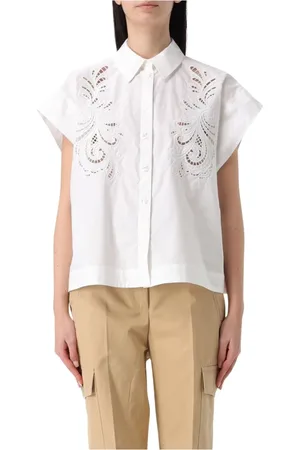 Twin-Set Bluser & Skjorter, Dame, Hvid, 2XS, Broderet Poplin Skjorte