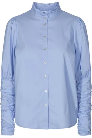Co`Couture Bluser & Skjorter, Dame, Blå, XS, Bomuld, Sandy Poplin Puff Skjorte
