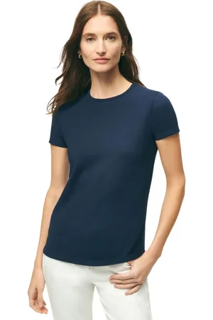Brooks Brothers Top, Dame, Blå, L, Bomuld, Supima Cotton Stretch Pique T-shirt
