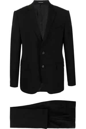 Emporio Armani Jakkesæt, Herre, Sort, L, Uld, Klassisk Ulddragt Sæt