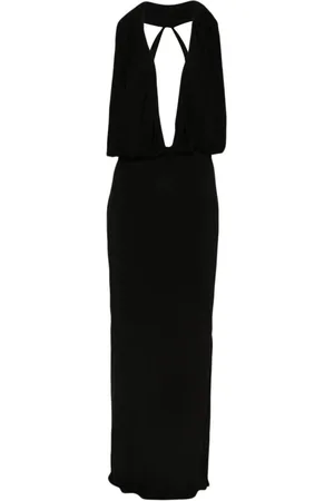 MAGDA BUTRYM Kjole, Dame, Sort, XS, Plunge Halter Jersey Kjole