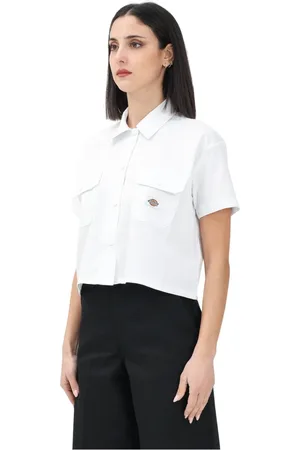 Dickies Bluser & Skjorter, Dame, Hvid, L, Bomuld, Kortærmet hvid arbejdstøjsskjorte