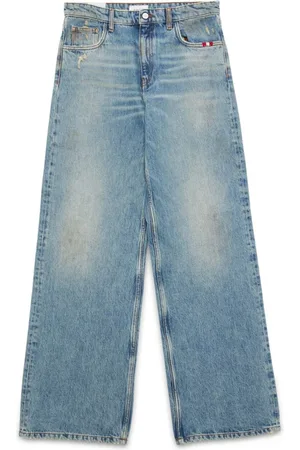 AMISH Jeans, Dame, Blå, W27, Denim, Bred pasform lysevasket denim jeans