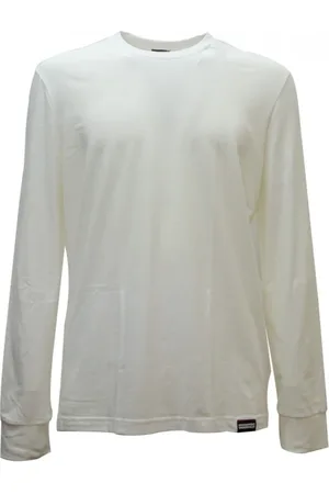 Dsquared2 Top, Herre, Hvid, L, Bomuld, Hvid Langærmet T-shirt med Logo
