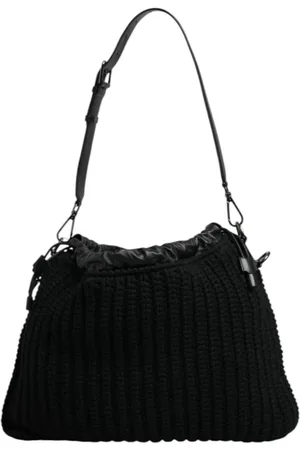 Dolce & Gabbana Taske, Dame, Sort, ONE SIZE, Uld, Luksuriøs Cashmere Strikket Læder Skuldertaske