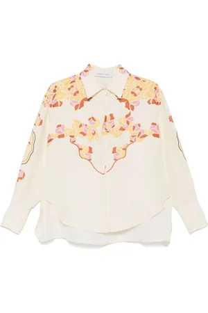 RAQUEL DINIZ Bluser & Skjorter, Dame, Flerfarvet, S, Uld, Ivory Linned Bluse Elegant Stilfuld Skjorte