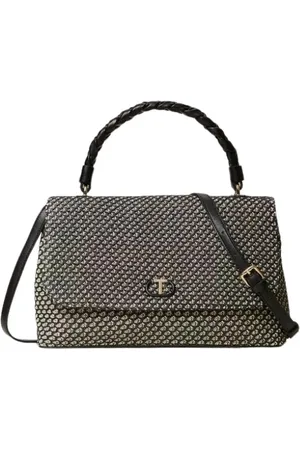 Twin-Set Taske, Dame, Flerfarvet, ONE SIZE, Canvas Top Håndtaske med Net Effekt