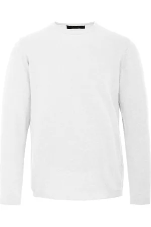 Bomboogie Strik, Herre, Hvid, XL, Bomuld, Stockinette Stitch Crew Neck Pullover