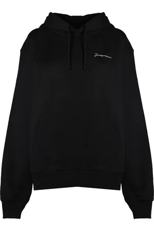 Jacquemus Sweathshirts & Hoodies, Herre, Sort, XL, Bomuld, Brodé Broderet Logo Hættetrøje