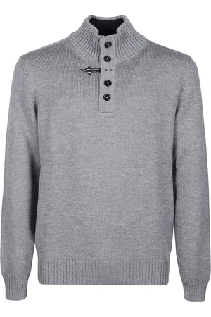 FAY Strik, Herre, Grå, M, Uld, Hyggelig rullekrave sweater til vinter