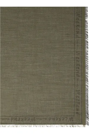 Max Mara Tilbehør, Dame, Grøn, ONE SIZE, Uld, Ternet Modal Tørklæde med Logo Trim