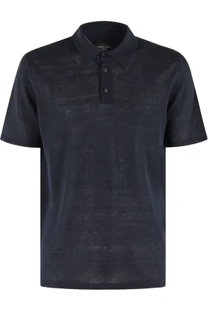 Roberto Collina Top, Herre, Blå, 2XL, Linned, Blåt Linned Polo T-shirt Kort Ærme