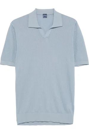 FEDELI Top, Herre, Blå, XL, Bomuld, Strikket Polo Shirt