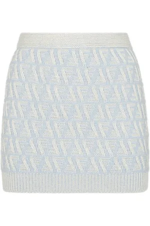 Fendi Nederdel, Dame, Blå, 2XS, Uld, Klar Blå Silketråds Nederdel