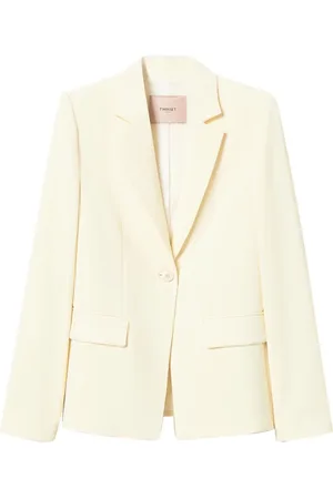 Twin-Set Jakke, Dame, , M, Uld, Ivory blazer med slim fit