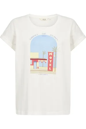 Cream Top, Dame, Hvid, L, Bomuld, Blå Gul Motel Tee Top