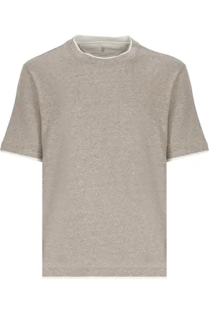 Brunello Cucinelli Top, Herre, , M, Bomuld, Bomuld og Hør Crew Neck T-shirt